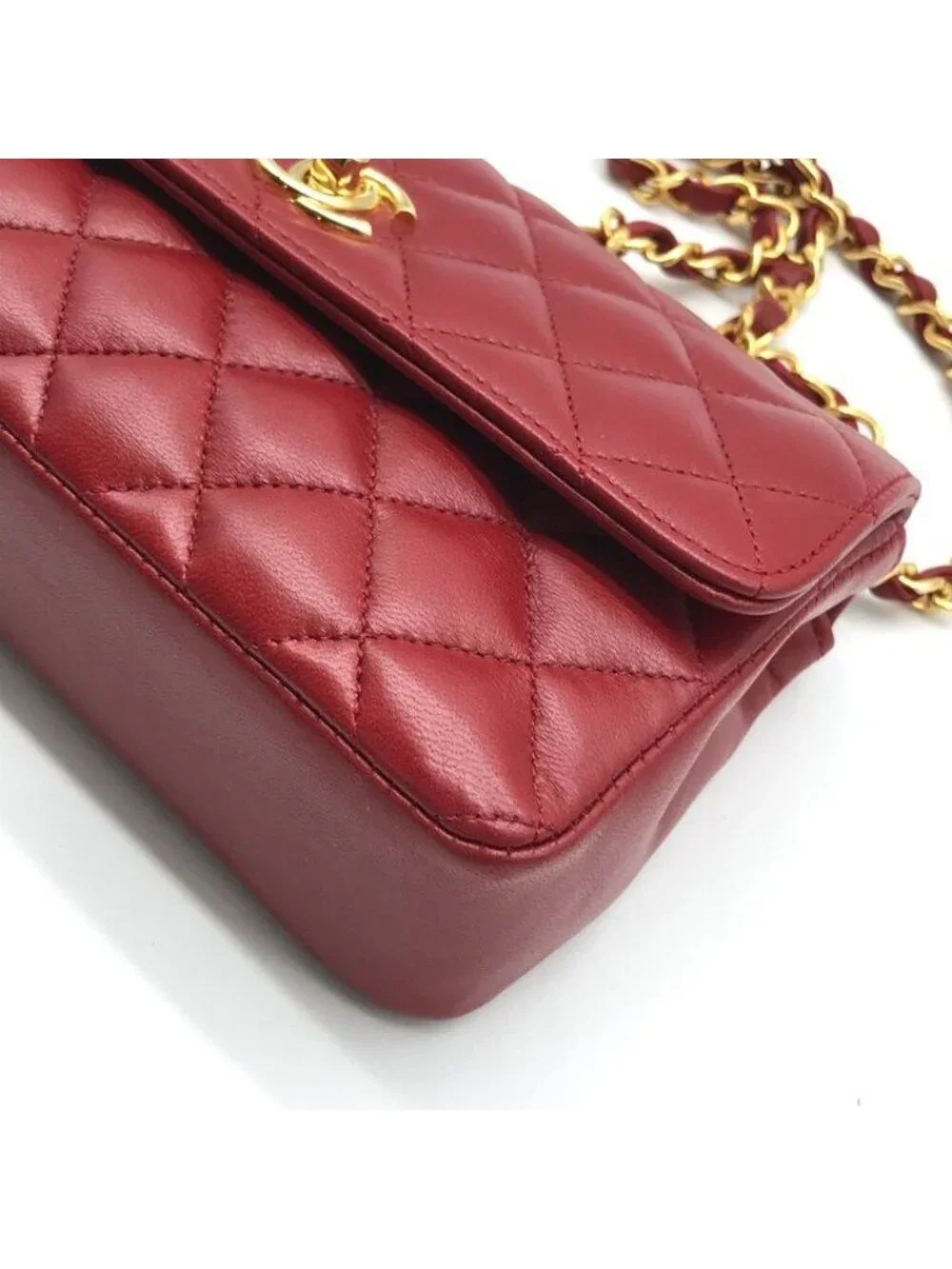Chanel CC Logo Mini Quilted Turnlock Lambskin Chain Shoulder Bag